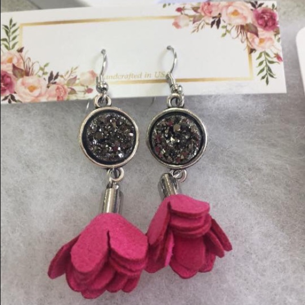 Floral Druzy Dangles